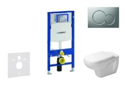 Geberit Duofix - Toiletset Met Sigma01 Bedieningsplaat, Mat Chroom + Duravit D-Code Hangend Toilet En Wc Bril, Rimless, SoftClose 111.300.00.5 NH3