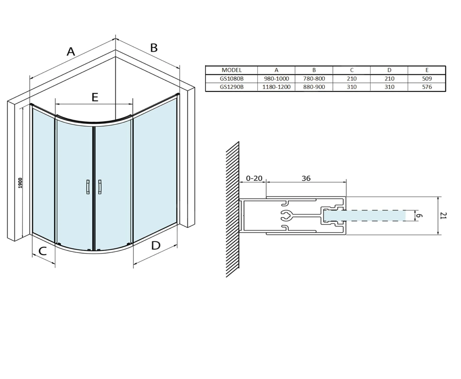 Gelco Sigma - Douchehoek 120x90 Cm, R550, Mat Zwart/helder Glas GS1290B 4 Gelco Sigma - Douchehoek 120x90 Cm, R550, Mat Zwart/helder Glas GS1290B - Afbeelding 2