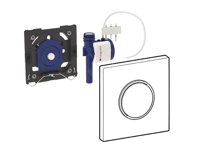 Geberit Spoelsystemen - Urinoirstuursysteem Met Pneumatische Spoelactivering, Bedieningsplaat Type 10, Wit/goud 116.015.KK.1 4 Geberit Spoelsystemen - Urinoirstuursysteem Met Pneumatische Spoelactivering, Bedieningsplaat Type 10, Wit/goud 116.015.KK.1 - Afbeelding 2