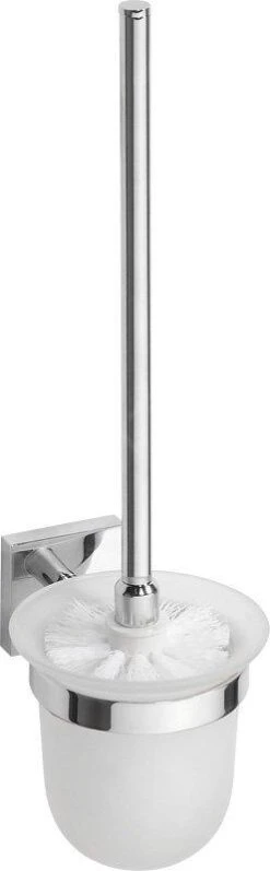 Sapho X-SQUARE - Wand Wc-borstel Met Houder, Melkglas/chroom XQ301