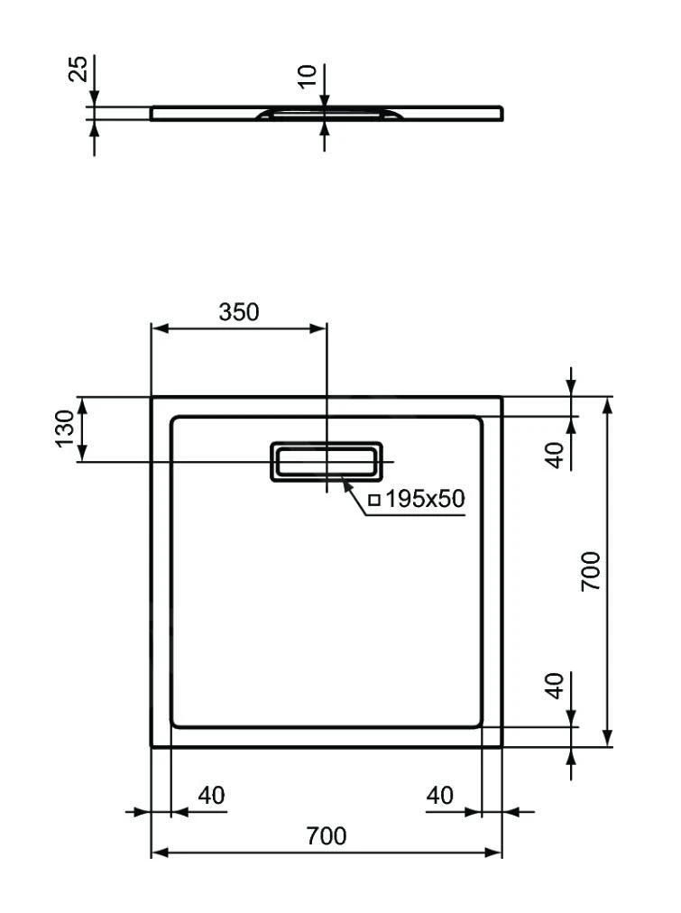 Ideal Standard Ultra Flat New - Douchebak 700x700 Mm, Wit T446501 4 Ideal Standard Ultra Flat New - Douchebak 700x700 Mm, Wit T446501 - Afbeelding 2