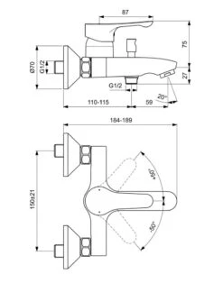 Ideal Standard Alpha - Opbouw Badkraan Met Toebehoren, Chroom BC676AA 6 Ideal Standard Alpha - Opbouw Badkraan Met Toebehoren, Chroom BC676AA -Badkamerartikelen Winkel 1594aadab4b0f46838c5ba3e