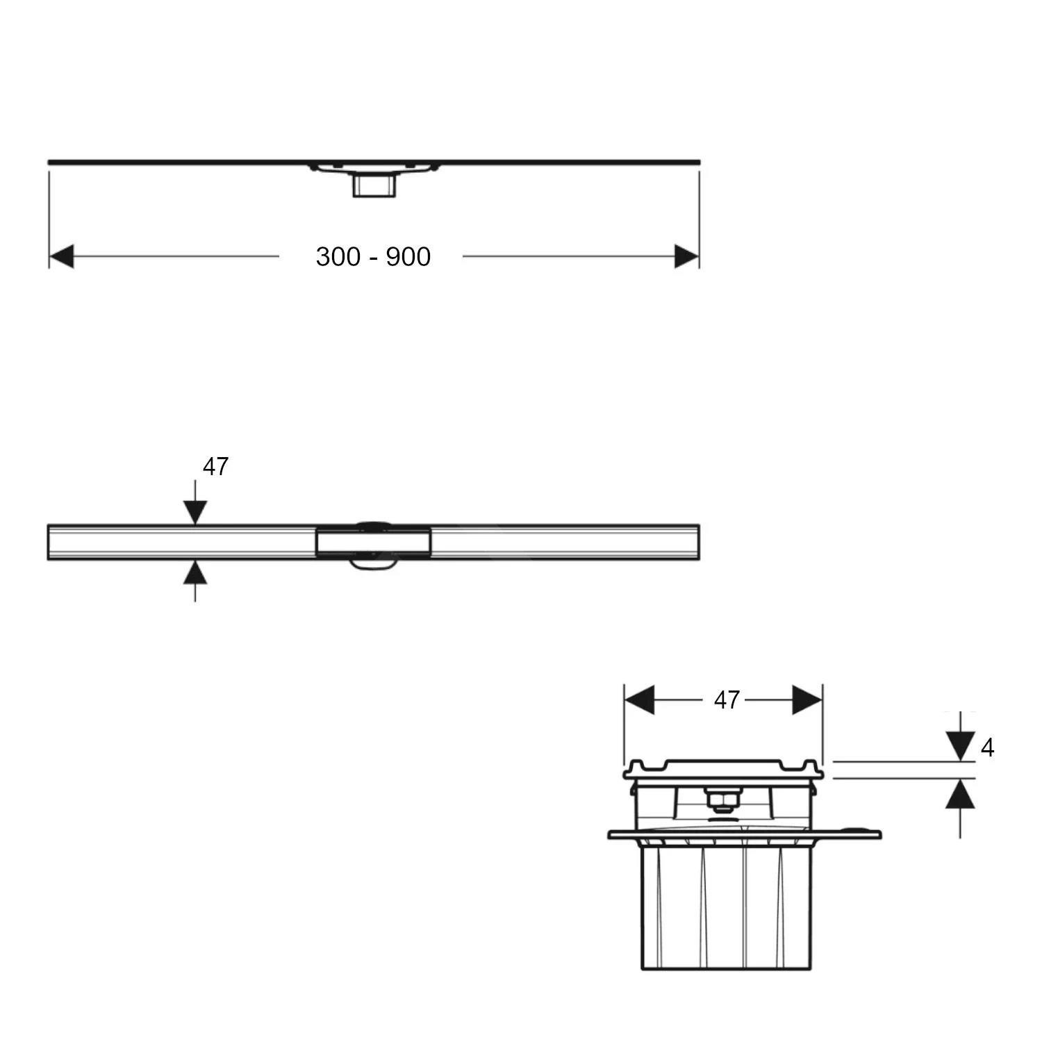 Geberit CleanLine - Rooster Voor Douchegoot, 300-900 Mm, Voor Dunne Tegels 154.458.00.1 4 Geberit CleanLine - Rooster Voor Douchegoot, 300-900 Mm, Voor Dunne Tegels 154.458.00.1 - Afbeelding 2