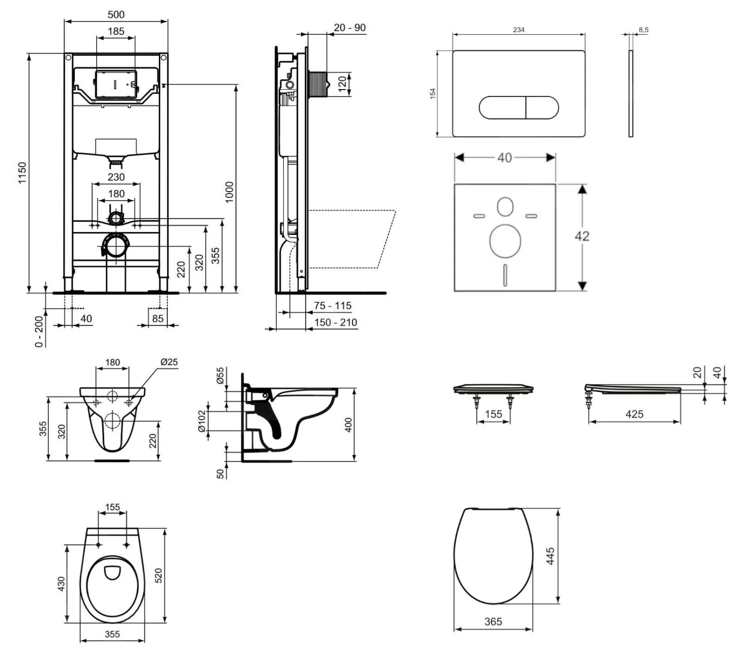 Ideal Standard ProSys - Toiletset - Inbouwreservoir, Closet Alpha Met WC-zitting, Oleas M1 Bedieningsplaat, SoftClose, Wit ProSys120M SP40 4 Ideal Standard ProSys - Toiletset - Inbouwreservoir, Closet Alpha Met WC-zitting, Oleas M1 Bedieningsplaat, SoftClose, Wit ProSys120M SP40 - Afbeelding 2