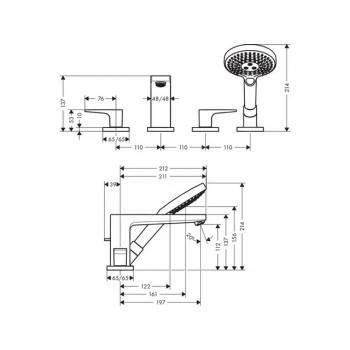 Hansgrohe Metropol - Badrandkraan, 4-gats Installatie, Chroom 32552000 4 Hansgrohe Metropol - Badrandkraan, 4-gats Installatie, Chroom 32552000 - Afbeelding 2