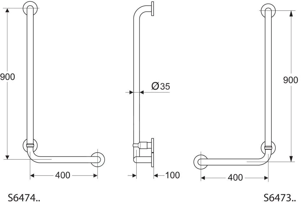 Ideal Standard Contour 21 - Wandgreep 900x400 Mm, Links, Wit S6474AC 4 Ideal Standard Contour 21 - Wandgreep 900x400 Mm, Links, Wit S6474AC - Afbeelding 2