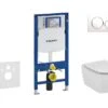 Geberit Duofix - Inbouwreservoir Voor Hangend Toilet Met SIGMA20 Bedieningsknop, Wit/glanzend Chroom + Ideal Standard Tesi - Hangend Toilet En Wc-bril 111.300.00.5 NF4