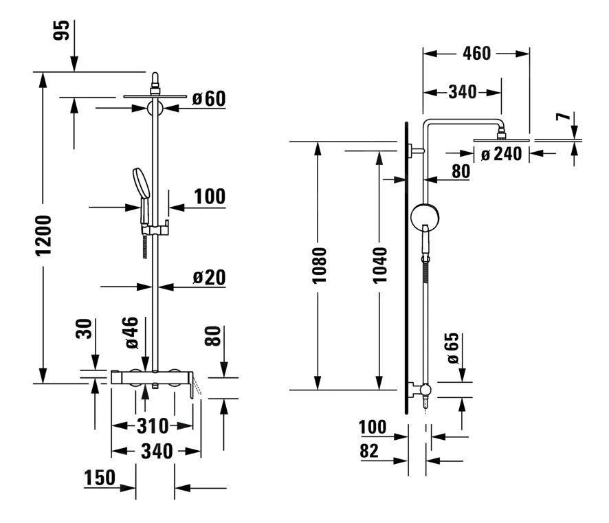 Duravit C.1 - Douchesysteem Met Douchekraan, Mat Zwart C14280007046 4 Duravit C.1 - Douchesysteem Met Douchekraan, Mat Zwart C14280007046 - Afbeelding 2