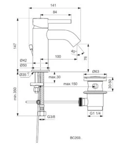 Ideal Standard CeraLine - Wastafelkraan Met Afvoer, Mat Wit BC203U5 7 Ideal Standard CeraLine - Wastafelkraan Met Afvoer, Mat Wit BC203U5 -Badkamerartikelen Winkel 4db532265da6b17513fb0034