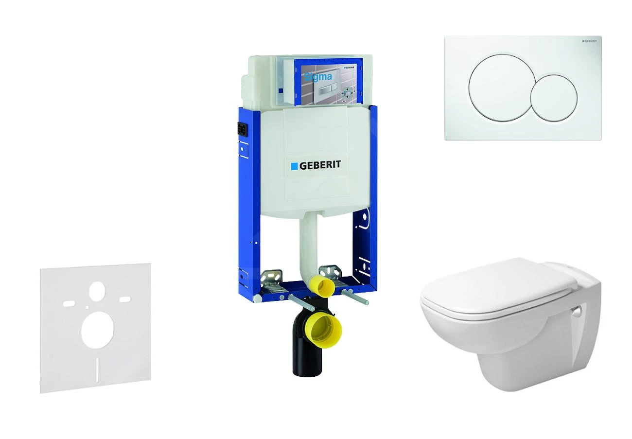 Geberit Kombifix - Toiletset Met Sigma01 Bedieningsplaat, Alpine Wit + Duravit D-Code Hangend Toilet En Wc Bril, Rimless, SoftClose 110.302.00.5 NH1 3 Geberit Kombifix - Toiletset Met Sigma01 Bedieningsplaat, Alpine Wit + Duravit D-Code Hangend Toilet En Wc Bril, Rimless, SoftClose 110.302.00.5 NH1