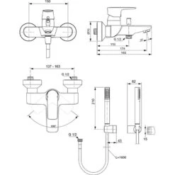 Ideal Standard Connect Air - Badkraan Met Accessoires, Silver Storm A7056GN -Badkamerartikelen Winkel 57633725d626572f97e35e1f