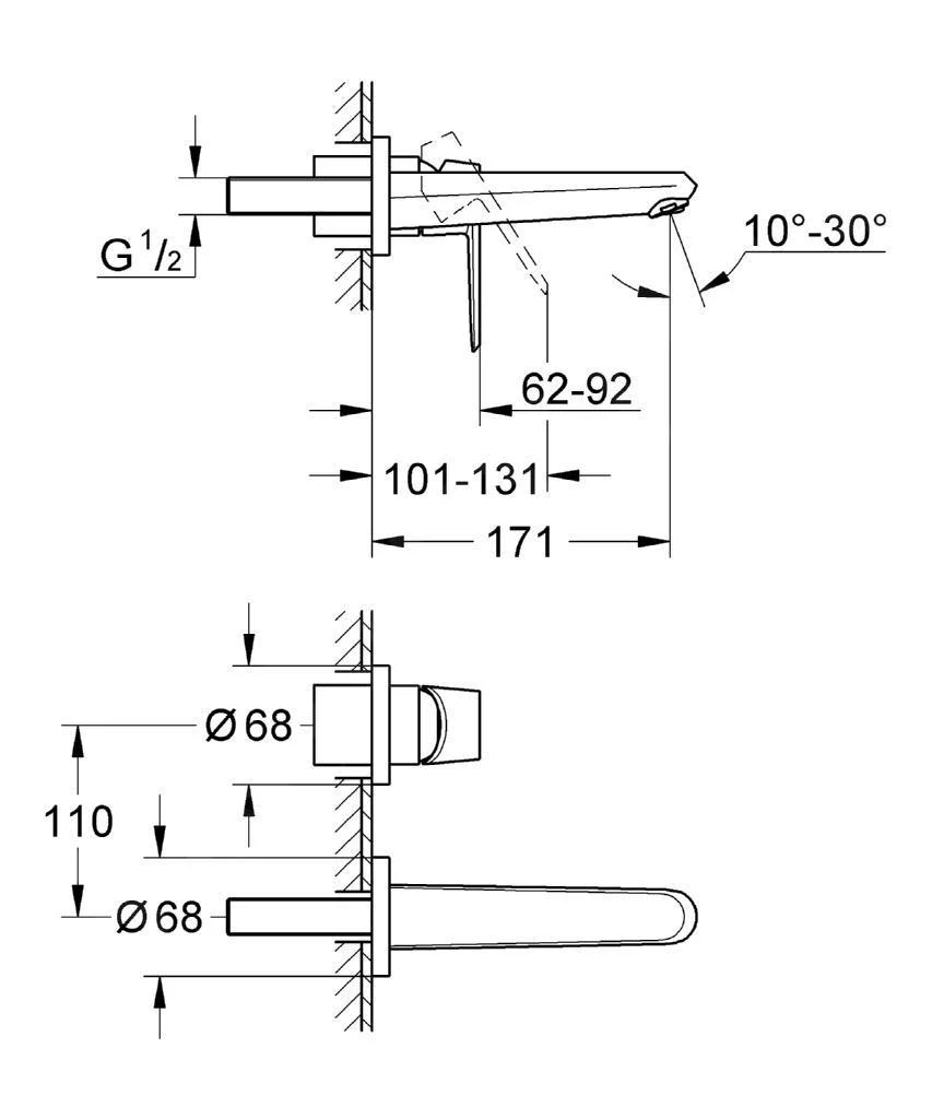 Grohe Eurodisc Cosmopolitan - 2-gats Wastafelmengkraan, Chroom 19573002 4 Grohe Eurodisc Cosmopolitan - 2-gats Wastafelmengkraan, Chroom 19573002 - Afbeelding 2