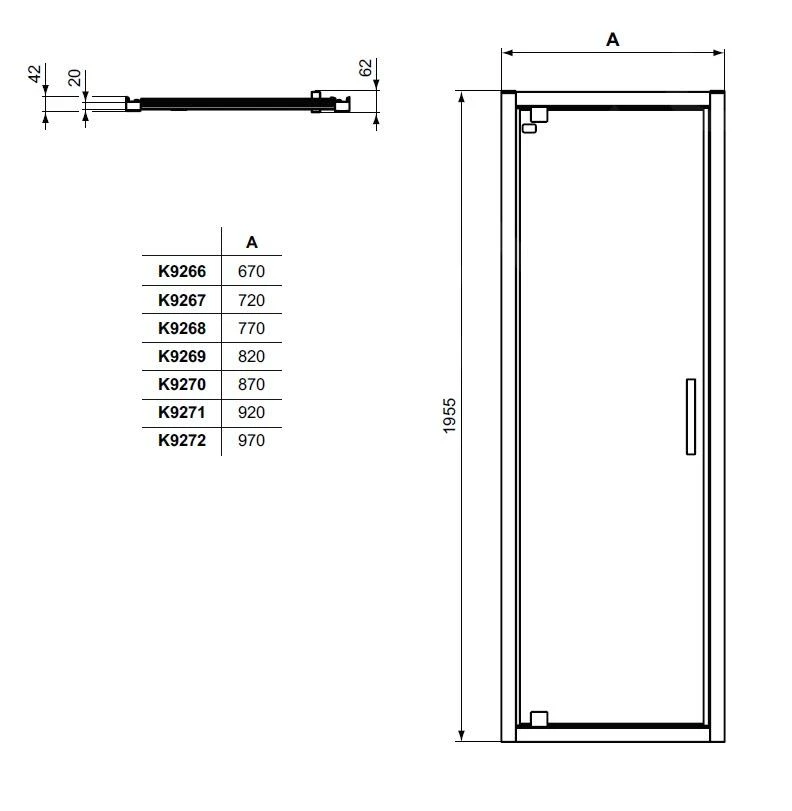 Ideal Standard Connect 2 - Draaideur 800 Mm, Silver Bright/helder Glas K9268EO 4 Ideal Standard Connect 2 - Draaideur 800 Mm, Silver Bright/helder Glas K9268EO - Afbeelding 2