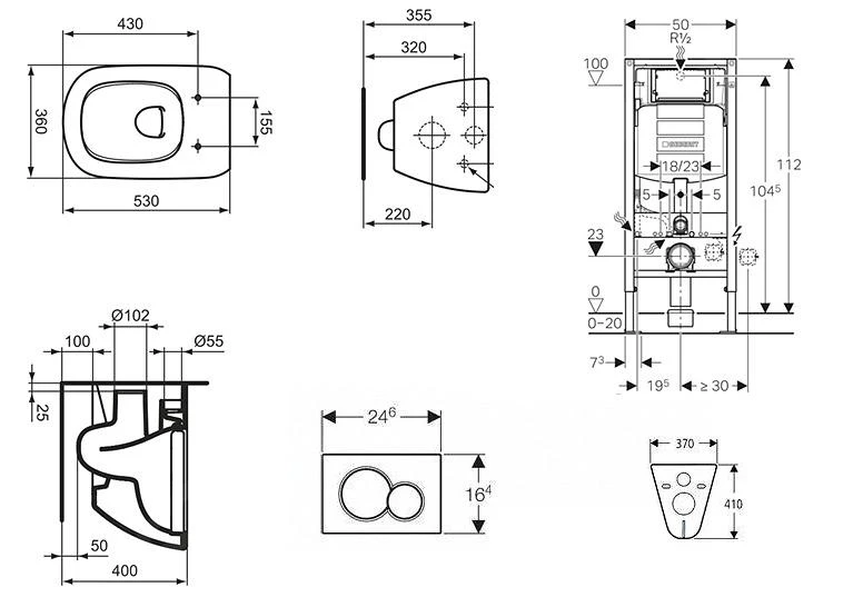 Geberit Duofix - Inbouwreservoir Voor Hangend Toilet Met SIGMA20 Bedieningsknop, Wit/glanzend Chroom + Ideal Standard Tesi - Hangend Toilet En Wc-bril 111.300.00.5 NF4 4 Geberit Duofix - Inbouwreservoir Voor Hangend Toilet Met SIGMA20 Bedieningsknop, Wit/glanzend Chroom + Ideal Standard Tesi - Hangend Toilet En Wc-bril 111.300.00.5 NF4 - Afbeelding 2
