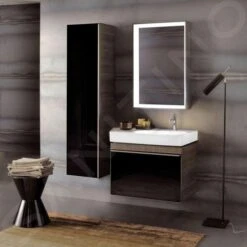 Geberit Citterio - Wastafelonderkast 750 Mm, Glanzend Zwart/eik Grijsbruin 500.557.JJ.1 -Badkamerartikelen Winkel 6ef67d95dae3a7dc98b48efb