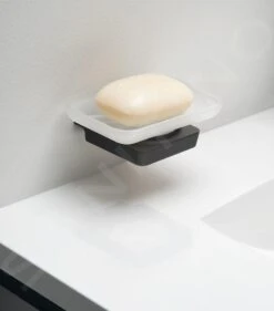 Sapho Zen - Zeepschaal Met Houder, Melkglas/zwart 166459 -Badkamerartikelen Winkel 785e6fa7f22ac1f42ddb4254