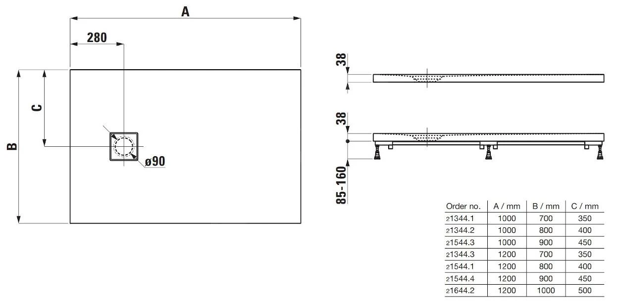 Laufen Solutions - Douchebak 1200x700 Mm, Wit H2134430000001 4 Laufen Solutions - Douchebak 1200x700 Mm, Wit H2134430000001 - Afbeelding 2