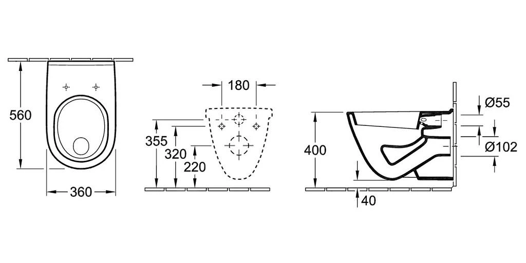 Villeroy & Boch O.novo - Hangend Toilet, Vlakspoel, Wit 56621001 4 Villeroy & Boch O.novo - Hangend Toilet, Vlakspoel, Wit 56621001 - Afbeelding 2