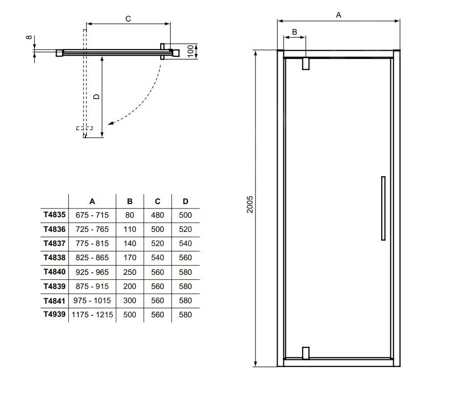 Ideal Standard I.Life - Pivoterende Douchedeur 1000 Mm, Silver Bright/helder Glas T4841EO 4 Ideal Standard I.Life - Pivoterende Douchedeur 1000 Mm, Silver Bright/helder Glas T4841EO - Afbeelding 2
