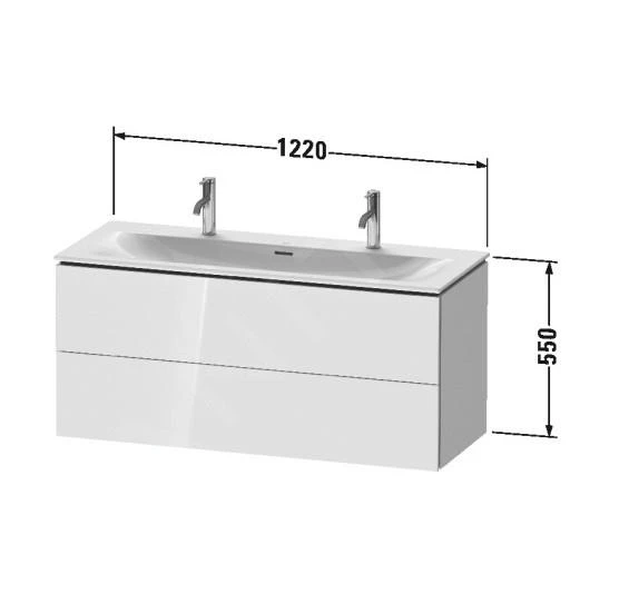 Duravit L-Cube - Wastafelonderkast 550x1220x481 Mm, 2 Laden, Wit Mat LC630901818 4 Duravit L-Cube - Wastafelonderkast 550x1220x481 Mm, 2 Laden, Wit Mat LC630901818 - Afbeelding 2