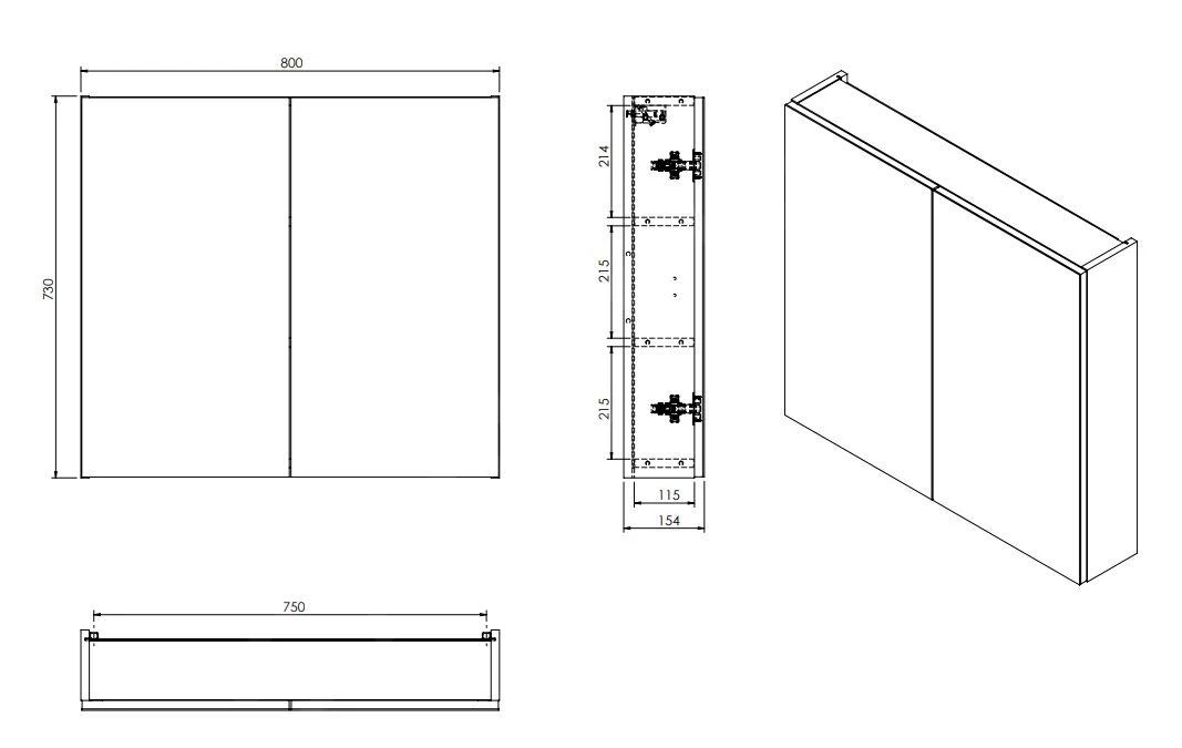 Kielle Vega - Spiegelkast, 80x73x15 Cm, Glanzend Wit 50118800 4 Kielle Vega - Spiegelkast, 80x73x15 Cm, Glanzend Wit 50118800 - Afbeelding 2