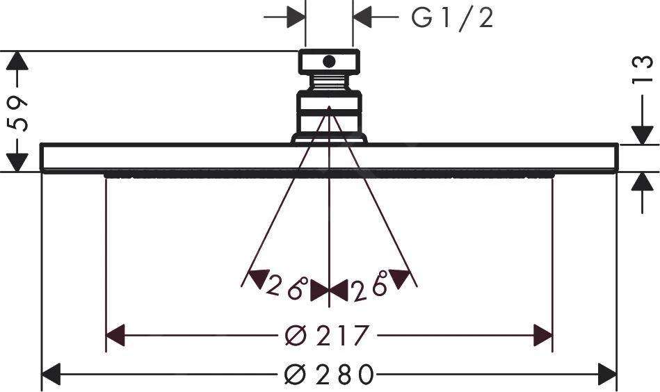 Hansgrohe Croma - Hoofddouche 280, Mat Zwart 26220670 4 Hansgrohe Croma - Hoofddouche 280, Mat Zwart 26220670 - Afbeelding 2