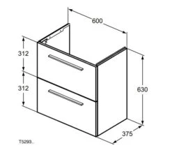 Ideal Standard I.Life S - Wastafelonderkast, 600x375x630 Mm, 2 Laden, Mat Zand T5293NF -Badkamerartikelen Winkel a093e49061ad4595b6a3a6e4