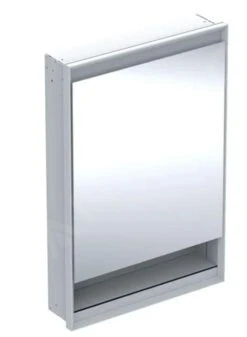 Geberit ONE - Spiegelkast Met LED-verlichting, 600x900x150 Mm, Scharnieren Rechts, Met Nis, Inbouw, Aluminium 505.821.00.1