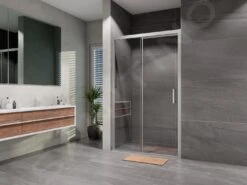 Lansanit LitLUX Serra - Douche Schuifdeur 1200 Mm, Glanzend Aluminium/helder Glas SEU12-2