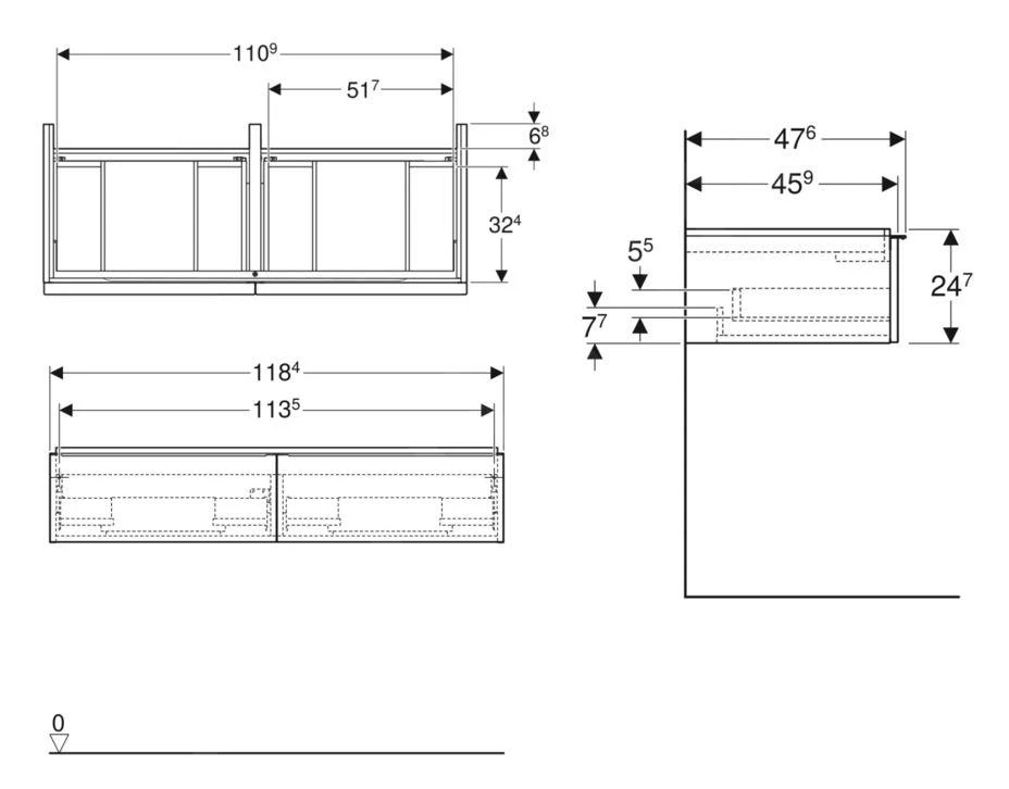 Geberit ICon - Wastafelonderkast, 118x25x48 Cm, 2 Laden, Eiken 502.314.JH.1 4 Geberit ICon - Wastafelonderkast, 118x25x48 Cm, 2 Laden, Eiken 502.314.JH.1 - Afbeelding 2