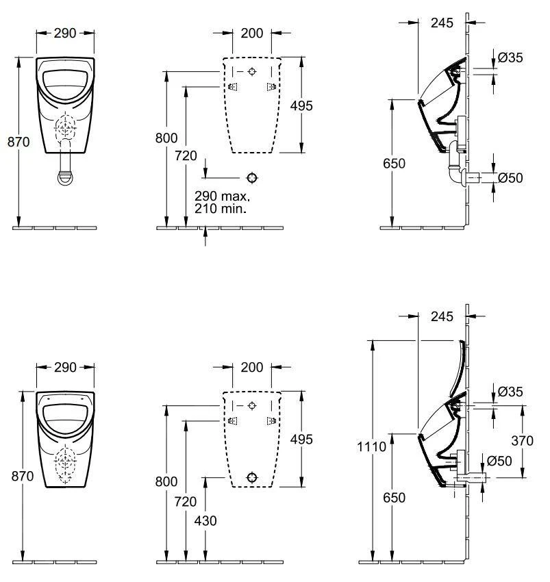 Villeroy & Boch O.novo - Compact Urinoir, Achterzijde, Met Vlieg, Alpine Wit 75570501 4 Villeroy & Boch O.novo - Compact Urinoir, Achterzijde, Met Vlieg, Alpine Wit 75570501 - Afbeelding 2