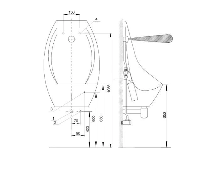 Sanela Elektronische Urinoirs - Domino Urinoir Met Infrarood Spoelsysteem, Elektronica ALS, Batterij Voeding 6V, Wit SLP 17B 4 Sanela Elektronische Urinoirs - Domino Urinoir Met Infrarood Spoelsysteem, Elektronica ALS, Batterij Voeding 6V, Wit SLP 17B - Afbeelding 2