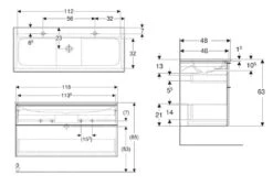 Geberit ICon - Wastafelkast Met Dubbele Wastafel, 118x48x63 Cm, 2 Laden, KeraTect, Glanzend Wit 502.334.01.1 -Badkamerartikelen Winkel c2abd50bcc7b06cbbae6a06d
