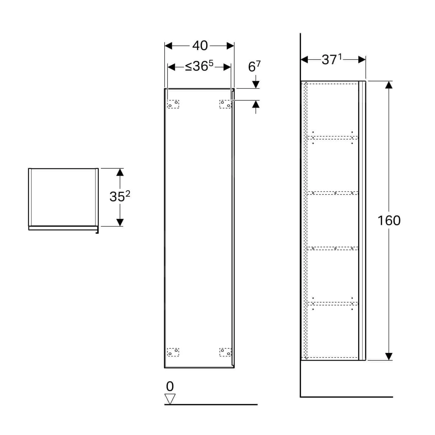 Geberit Citterio - Hoge Badkamerkast 1600x400 Mm, Glanzend Grijsbruin/eik Beige 500.554.JI.1 4 Geberit Citterio - Hoge Badkamerkast 1600x400 Mm, Glanzend Grijsbruin/eik Beige 500.554.JI.1 - Afbeelding 2