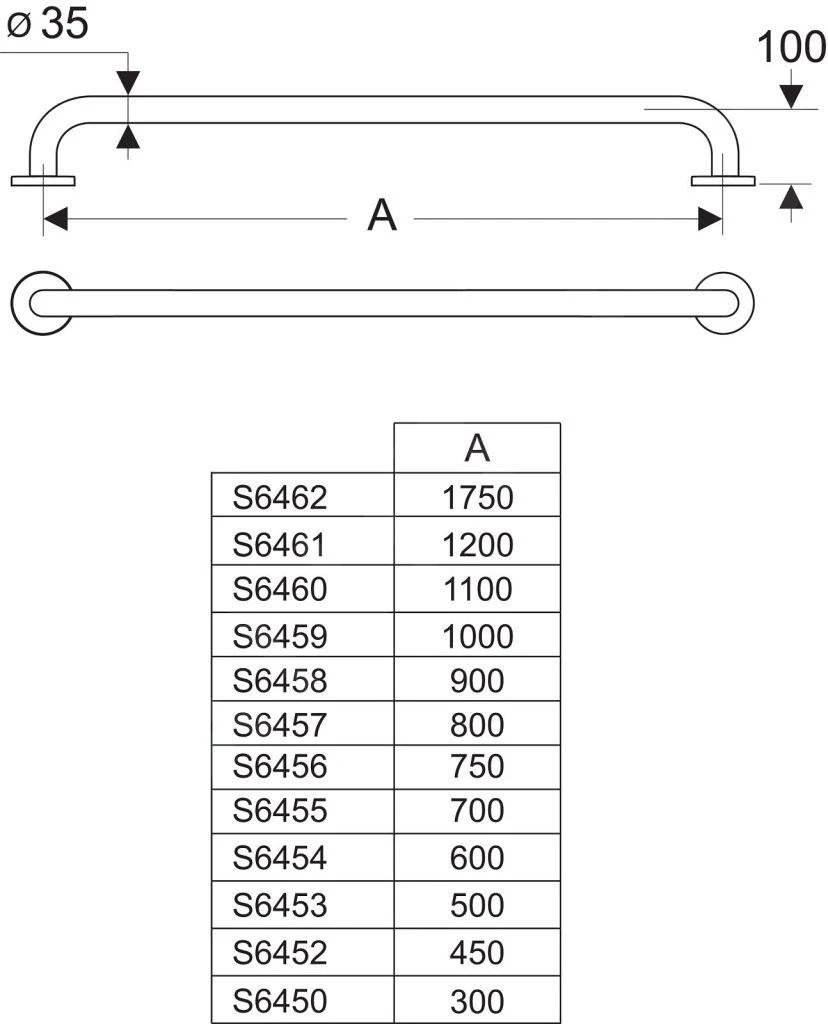 Ideal Standard Contour 21 - Wandgreep 450 Mm, Wit S6452AC 4 Ideal Standard Contour 21 - Wandgreep 450 Mm, Wit S6452AC - Afbeelding 2