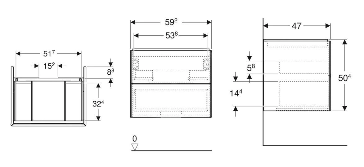Geberit ONE - Wastafelonderkast, 59x50x47 Cm, 2 Laden, Eiken 505.261.00.5 4 Geberit ONE - Wastafelonderkast, 59x50x47 Cm, 2 Laden, Eiken 505.261.00.5 - Afbeelding 2