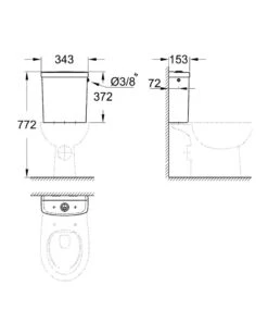 Grohe Bau Ceramic - Spoelreservoir Voor WC Kombi, 343x153 Mm, Watertoevoer  aan De Zijkant, Alpine Wit 39437000 -Badkamerartikelen Winkel d1bc6a7dfaee1c7894628396