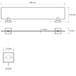 Sapho X-SQUARE - Planchette, Lengte 600 Mm, Glas/chroom XQ603 -Badkamerartikelen Winkel e31a2d36c13a4b96ce35ad28