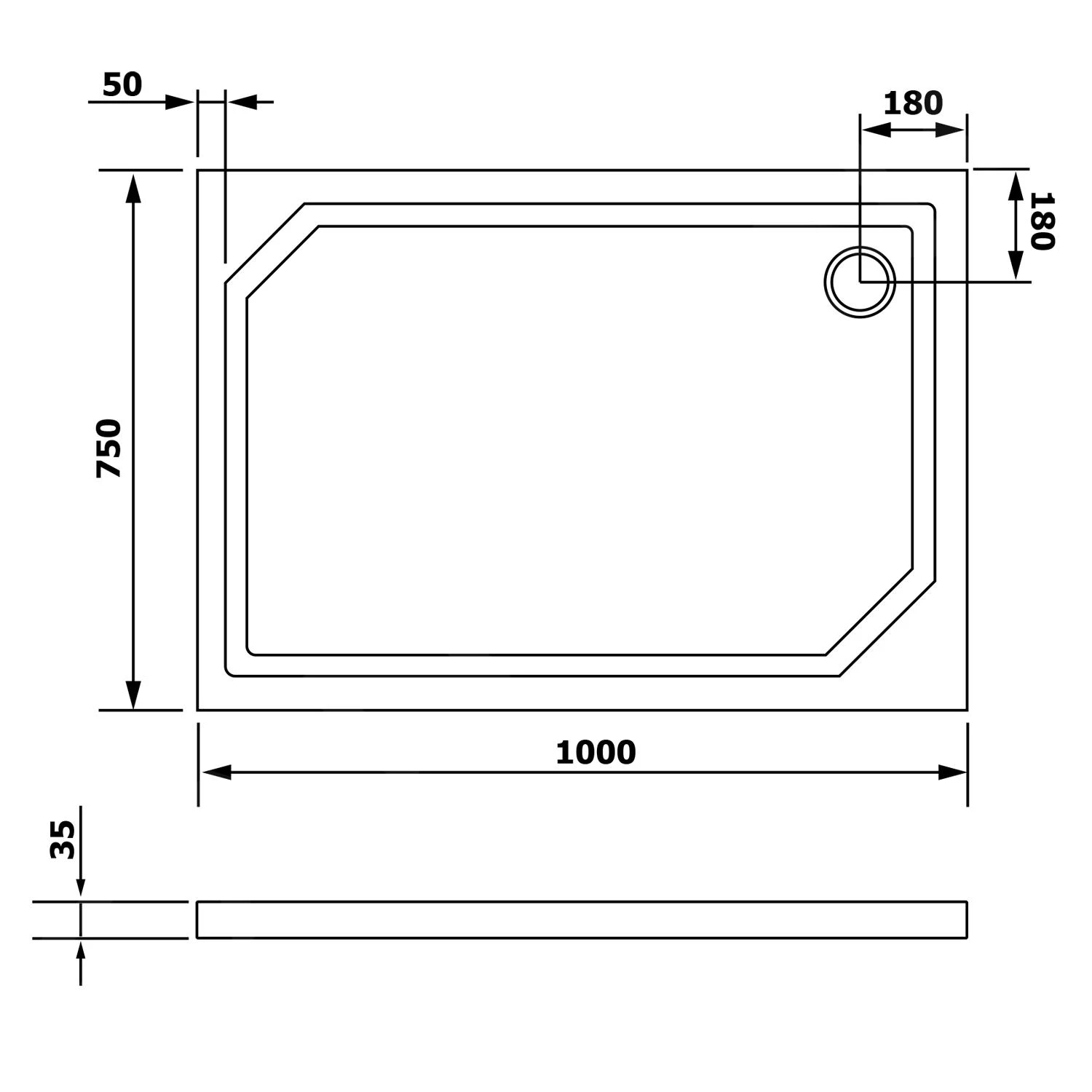 Gelco Douchebakken - SARA Douchebak Van Gegoten Marmer, 1000x750x35 Mm, Wit HS10075 4 Gelco Douchebakken - SARA Douchebak Van Gegoten Marmer, 1000x750x35 Mm, Wit HS10075 - Afbeelding 2