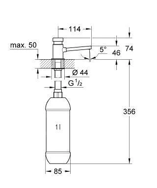 Grohe Toebehoren - Zeepdispenser, Chroom 36194000 4 Grohe Toebehoren - Zeepdispenser, Chroom 36194000 - Afbeelding 2