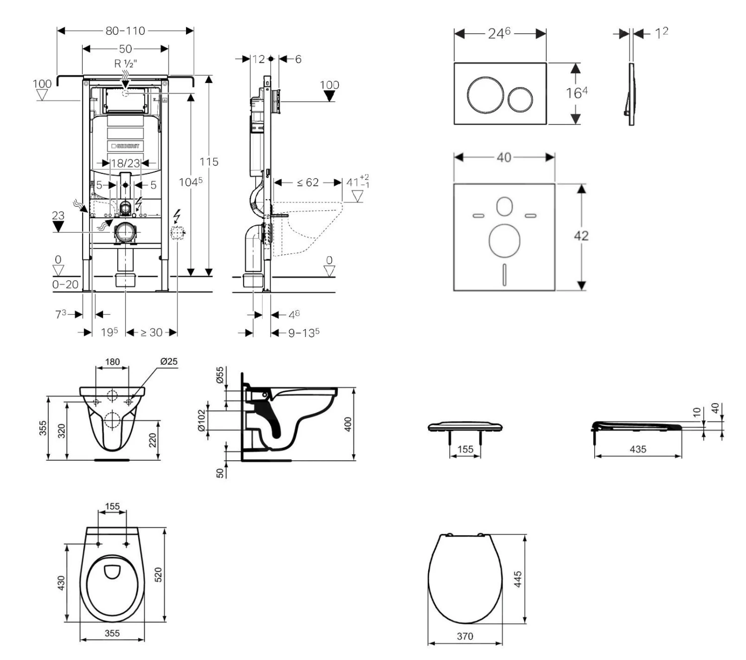 Geberit Duofix - Set Voorwandinstallatie, Closet Alpha Met WC-zitting, Bedieningspaneel Sigma20, Wit/chroom 111.355.00.5 NR4 4 Geberit Duofix - Set Voorwandinstallatie, Closet Alpha Met WC-zitting, Bedieningspaneel Sigma20, Wit/chroom 111.355.00.5 NR4 - Afbeelding 2