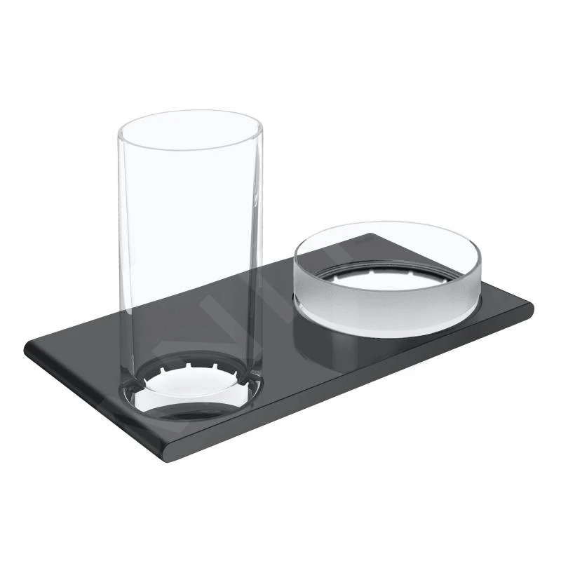 Keuco Edition 400 - Beker Met Schaal Wandbevestiging, Glas/zwart Chroom Geborsteld 11554139000 3 Keuco Edition 400 - Beker Met Schaal Wandbevestiging, Glas/zwart Chroom Geborsteld 11554139000