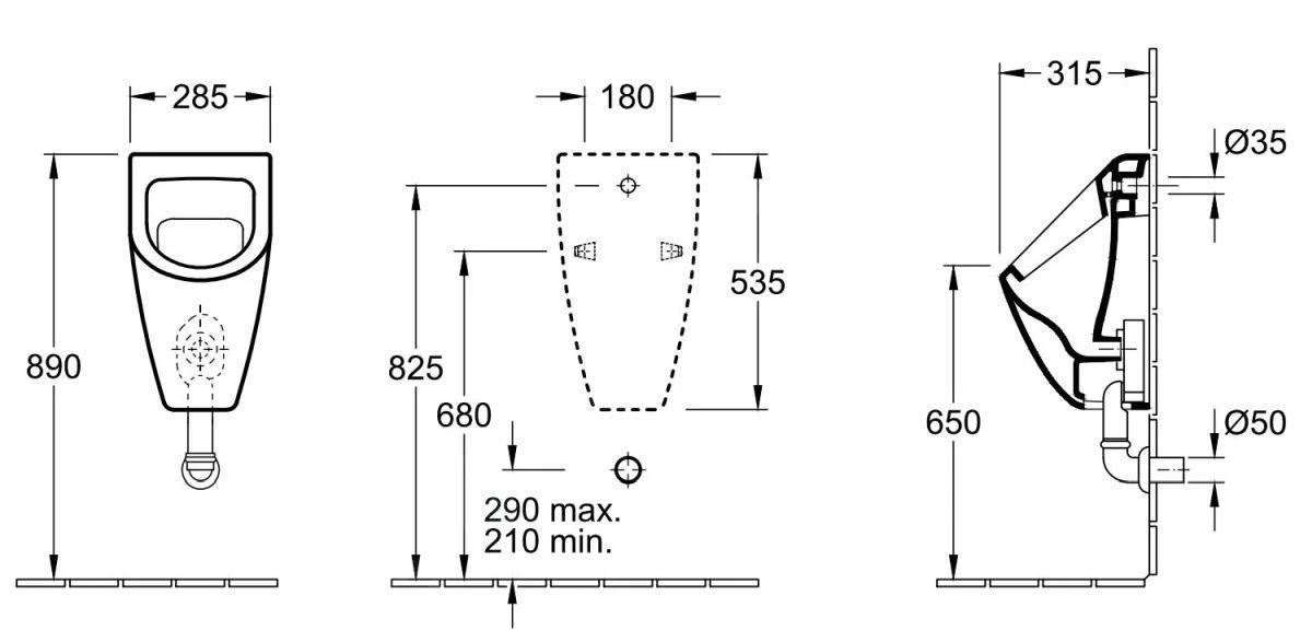 Villeroy & Boch Subway 2.0 - Urinoir Voor Dekseluitvoering, CeramicPlus, Alpine Wit 751301R1 4 Villeroy & Boch Subway 2.0 - Urinoir Voor Dekseluitvoering, CeramicPlus, Alpine Wit 751301R1 - Afbeelding 2