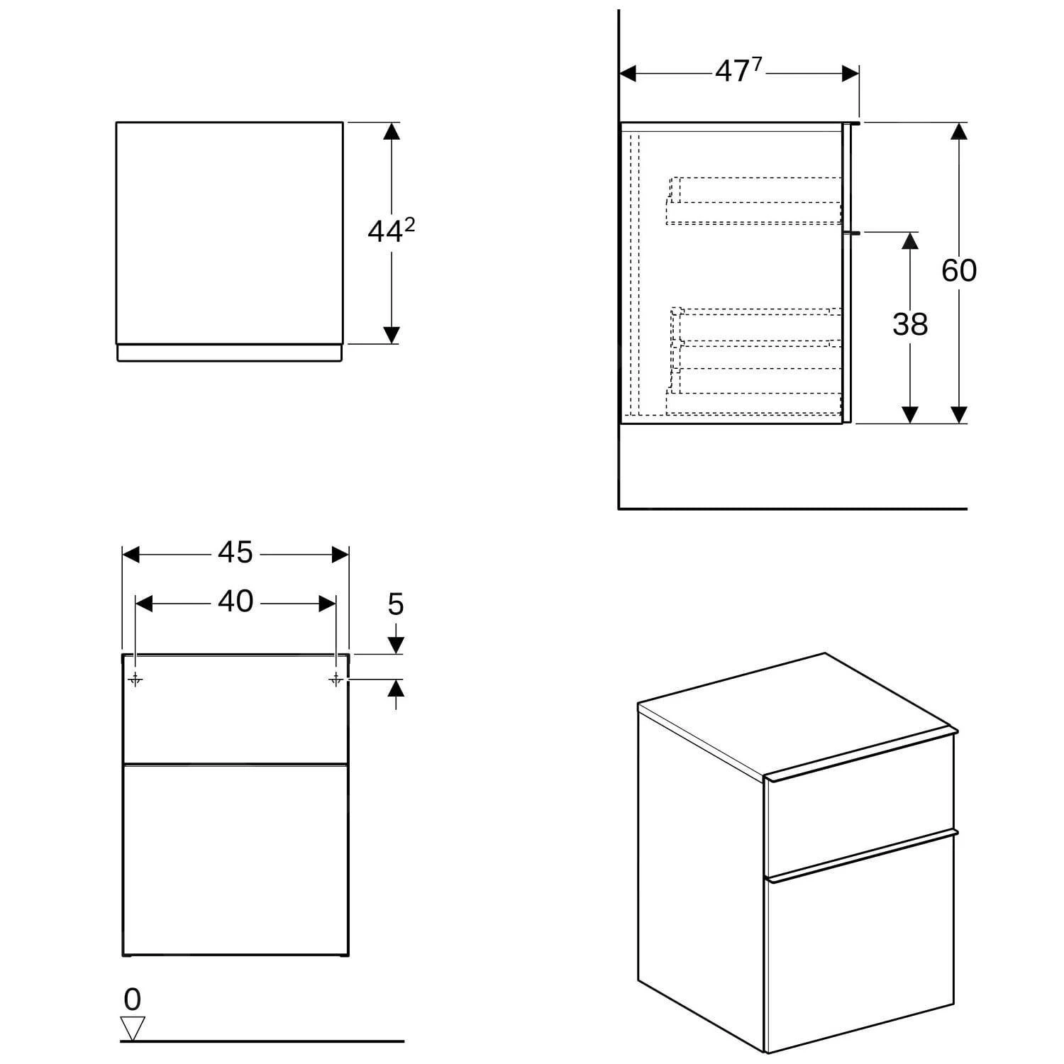Geberit ICon - Onderbouw Zijkast Met 2 Laden 450x600 Mm, Lava Look 841046000 4 Geberit ICon - Onderbouw Zijkast Met 2 Laden 450x600 Mm, Lava Look 841046000 - Afbeelding 2