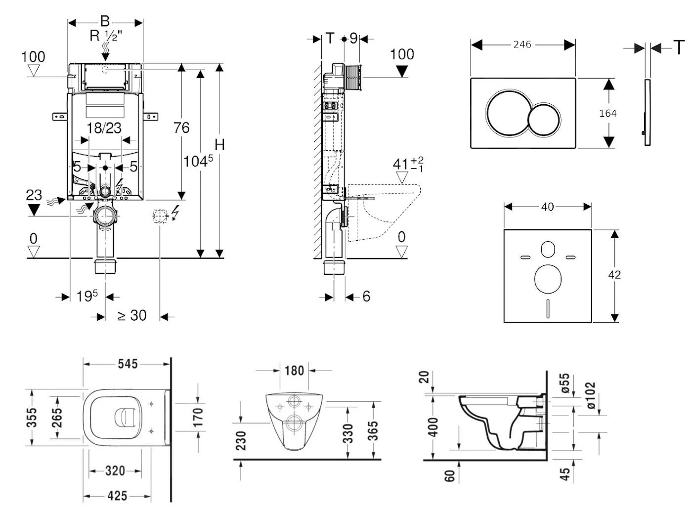 Geberit Kombifix - Toiletset Met Sigma01 Bedieningsplaat, Alpine Wit + Duravit D-Code Hangend Toilet En Wc Bril, Rimless, SoftClose 110.302.00.5 NH1 4 Geberit Kombifix - Toiletset Met Sigma01 Bedieningsplaat, Alpine Wit + Duravit D-Code Hangend Toilet En Wc Bril, Rimless, SoftClose 110.302.00.5 NH1 - Afbeelding 2